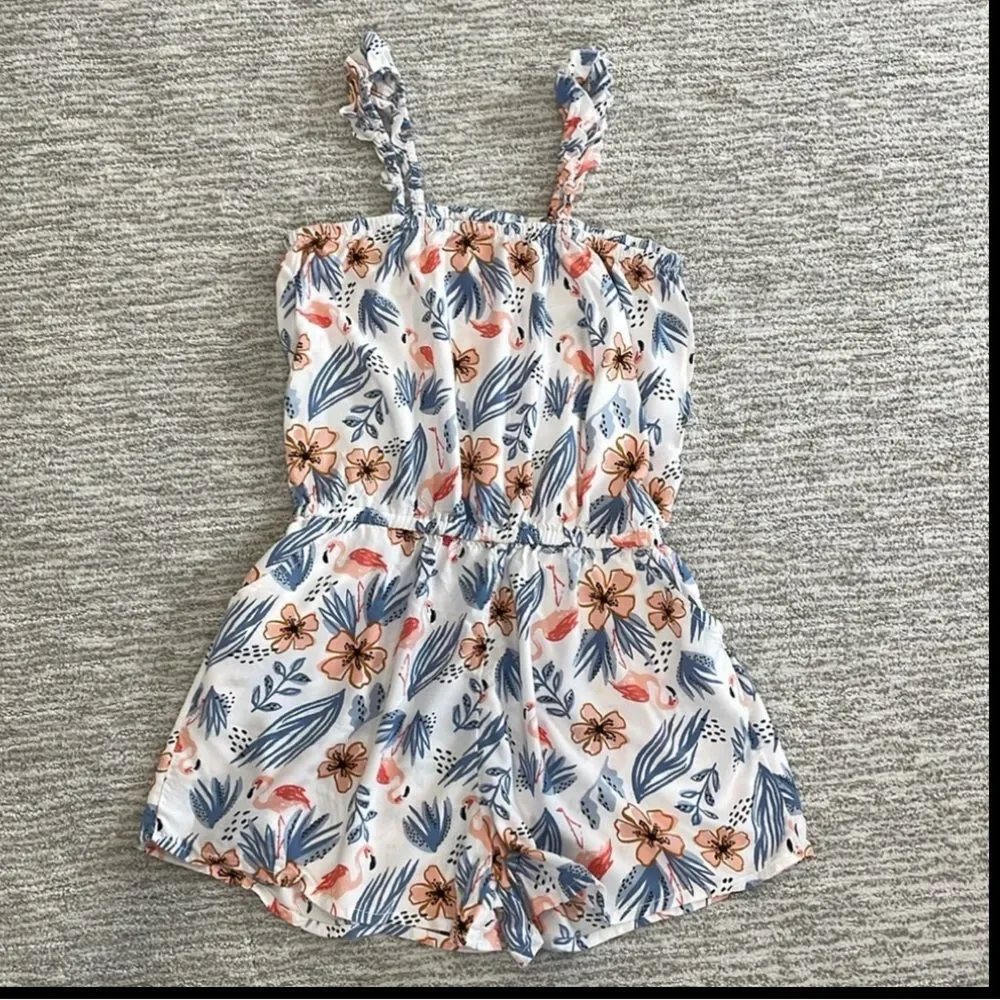 Tucker & Tate Bundle Girls Size XL Ruffle Tank Dress & Floral Flamingo Romper